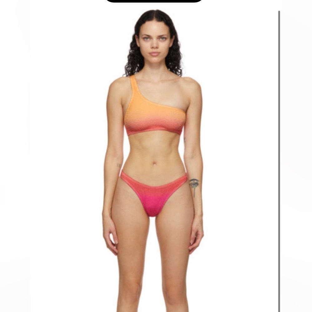 bond-eye Ombre Peach to Pink One-Shoulder Bikini